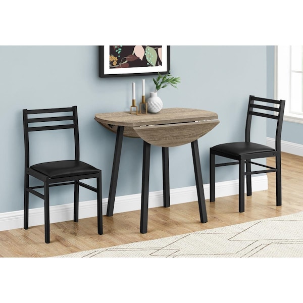 Monarch Modern Dining Set - Dark Taupe Top & Black Metal, 3 Piece - I 1003