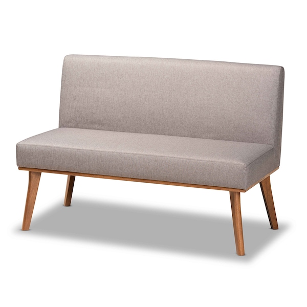 Baxton Studio Odessa Mid-Century Grey Fabric and Walnut Brown Finished 2-PC Wood Dining Nook Banquette Set - 175-10843-ZORO