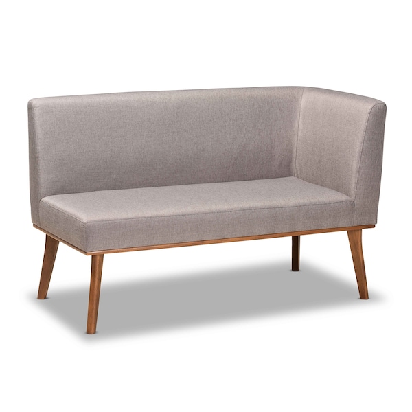 Baxton Studio Odessa Mid-Century Grey Fabric and Walnut Brown Finished 2-PC Wood Dining Nook Banquette Set - 175-10843-ZORO