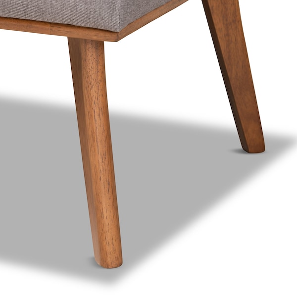 Baxton Studio Odessa Mid-Century Grey Fabric and Walnut Brown Finished 2-PC Wood Dining Nook Banquette Set - 175-10843-ZORO