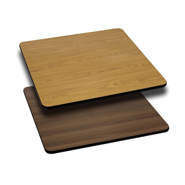 Flash Furniture Square Square Table Top, Natural or Walnut Rever, 24" W, 24" L, 1.125" H, Natural/Walnut - XU-WNT-2424-GG