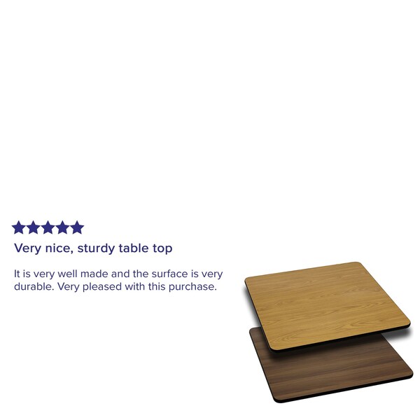 Flash Furniture Square Square Table Top, Natural or Walnut Rever, 24" W, 24" L, 1.125" H, Natural/Walnut - XU-WNT-2424-GG
