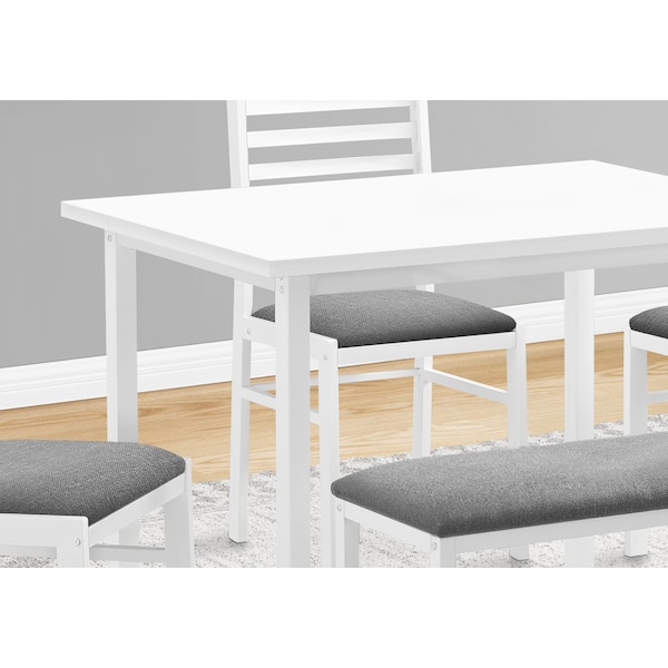 Monarch Specialties Dining Set, 5pcs Set, 40 in. Rectangular, Kitchen, Small, White Metal And Laminate, Grey Fabric - I 1031