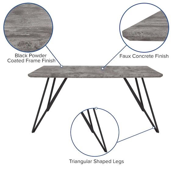 Flash Furniture Rectangle Corinth 31.5" x 63" Rectangular Dining T, 31.5" W, 63" L, 29.25" H, Wood, Grey - HG-DT012-78054-GG