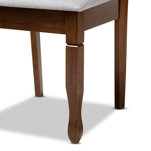 Baxton Studio Augustine Grey Upholstered and Walnut Wood 7-Piece Dining Set - 165-10548-10520