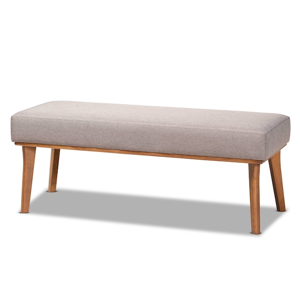 Baxton Studio Odessa Mid-Century Modern Grey Fabric and Walnut Brown Finished Wood 5-Piece Dining Nook Set - 175-10843-10842-10980-10840-ZORO