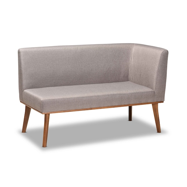 Baxton Studio Odessa Mid-Century Modern Grey Fabric and Walnut Brown Finished Wood 5-Piece Dining Nook Set - 175-10843-10842-10980-10840-ZORO