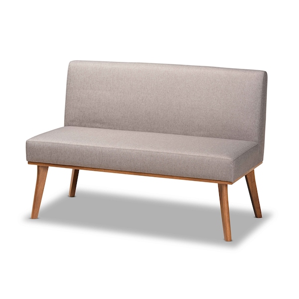 Baxton Studio Odessa Mid-Century Modern Grey Fabric and Walnut Brown Finished Wood 5-Piece Dining Nook Set - 175-10843-10842-10980-10840-ZORO