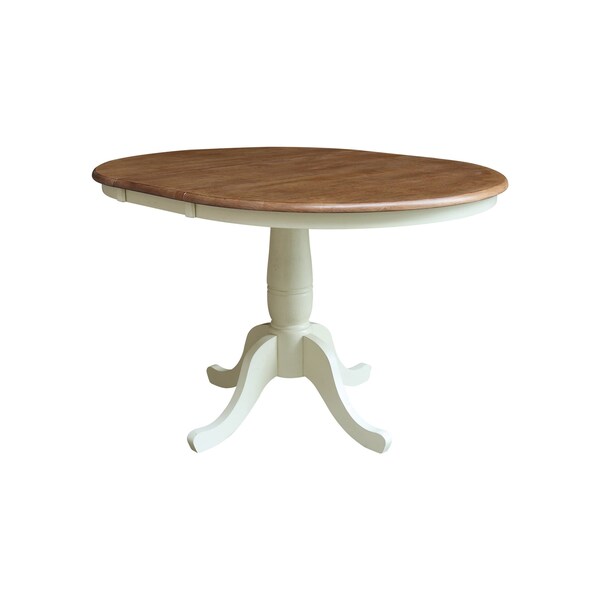 Whitewood Industries Rectangular Fixed Top Extension Pedestal Dining Table, 36 in W, 29.3 in L, 48 in H, Parawood - K79-36RXT