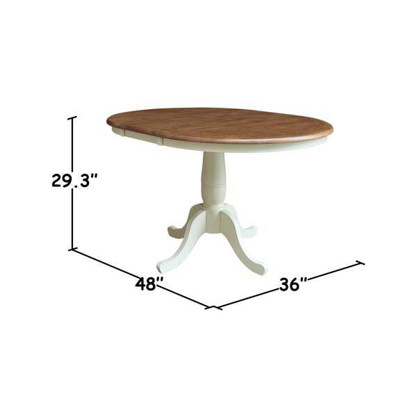 Whitewood Industries Rectangular Fixed Top Extension Pedestal Dining Table, 36 in W, 29.3 in L, 48 in H, Parawood - K79-36RXT