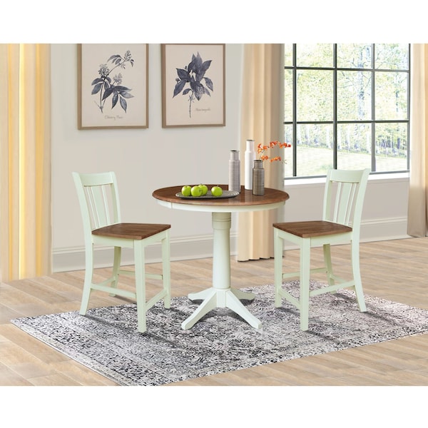 Whitewood Industries Rectangular Extension Dining Table W/ 2 Counter Height Stools, 36 in W, 30.1 in L, 48 in H, 3 - K79-36RXT-27-S102-2