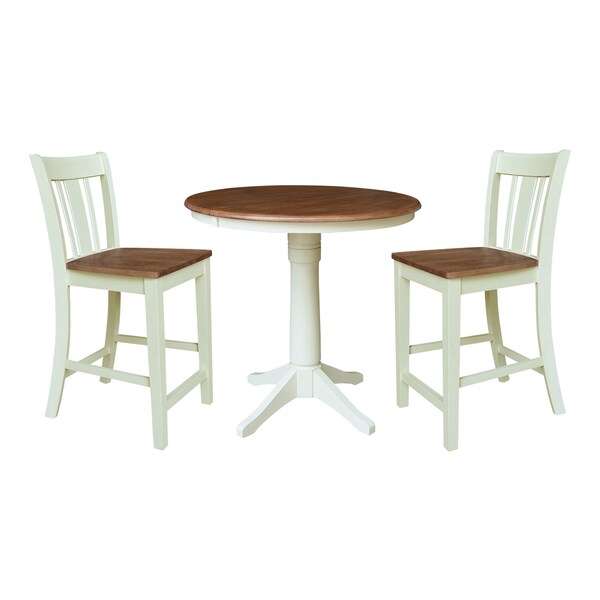 Whitewood Industries Rectangular Extension Dining Table W/ 2 Counter Height Stools, 36 in W, 30.1 in L, 48 in H, 3 - K79-36RXT-27-S102-2