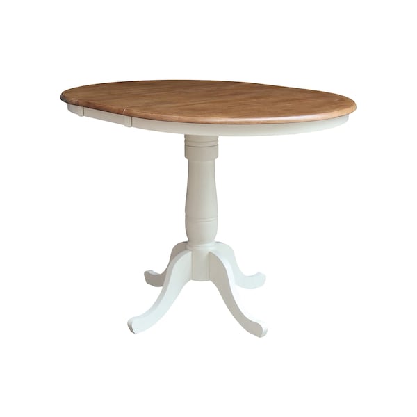 Whitewood Industries Rectangular Fixed Top Extension Pedestal Dining Table W/ 6 Counter Height Stools, 36 in W, 48 in H - K79-36RXT-6B-S6132-6