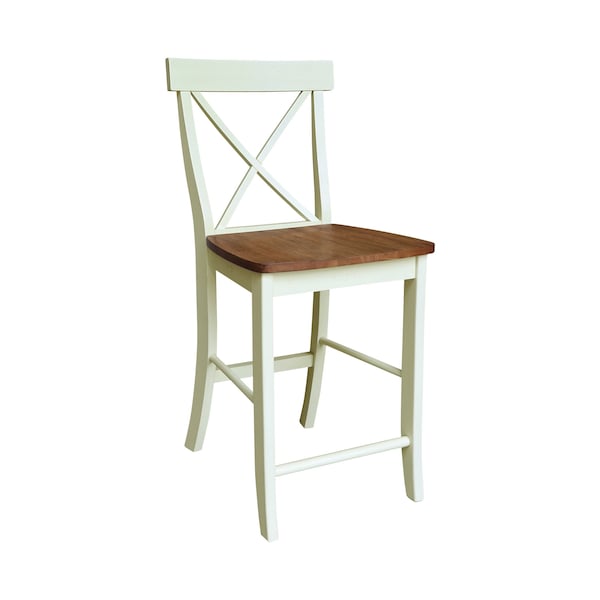 Whitewood Industries Rectangular Fixed Top Extension Pedestal Dining Table W/ 6 Counter Height Stools, 36 in W, 48 in H - K79-36RXT-6B-S6132-6