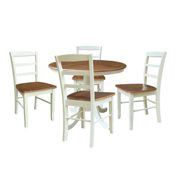 Whitewood Industries Rectangular Extension Dining Table W/ 4 Chairs, 36 in W, 29.9 in L, 48 in H, Parawood, 5 - K79-36RXT-C2-4