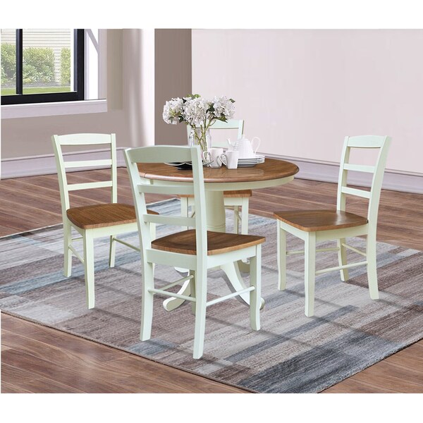 Whitewood Industries Rectangular Extension Dining Table W/ 4 Chairs, 36 in W, 29.9 in L, 48 in H, Parawood, 5 - K79-36RXT-C2-4