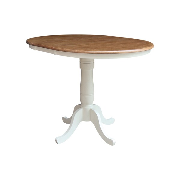 Whitewood Industries Rectangular Fixed Top Extension Pedestal Dining Table W/ 6 Counter Height Stools, 36 in W, 48 in H - K79-36RXT-6B-S102-6