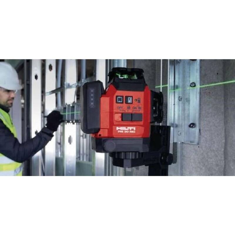 Hilti PM 30-MG 12-Volt Multi-Green Line Laser 131 ft. with Bracket, Target Plate, Battery, Charger and Case - 3622326
