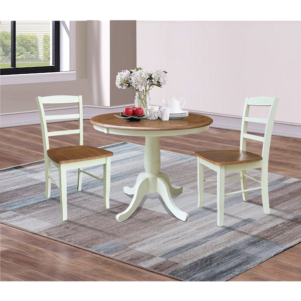 Whitewood Industries Rectangular Extension Dining Table W/ 2 Chairs, 36 in W, 29.9 in L, 48 in H, Parawood, 3 - K79-36RXT-C2-2