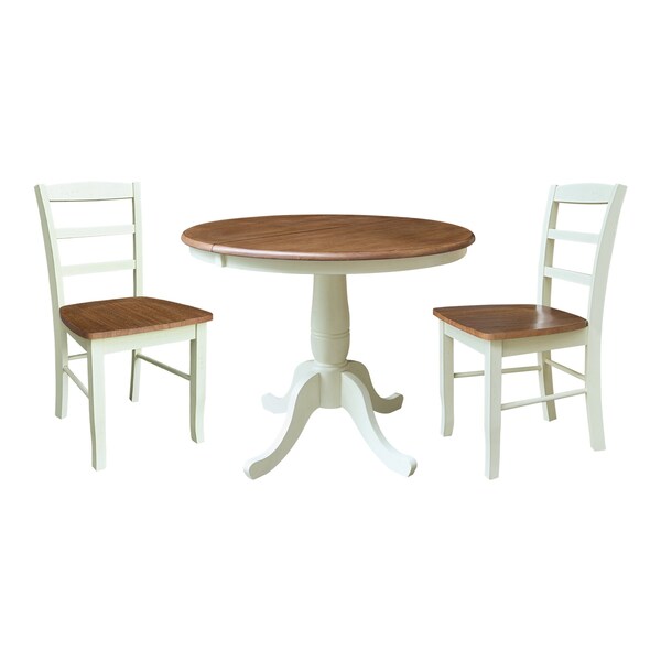 Whitewood Industries Rectangular Extension Dining Table W/ 2 Chairs, 36 in W, 29.9 in L, 48 in H, Parawood, 3 - K79-36RXT-C2-2