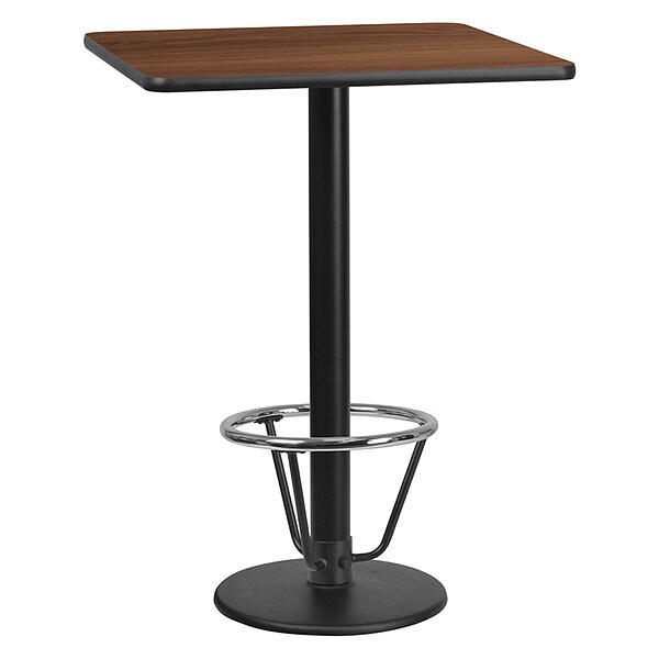Flash Furniture Square Laminate Table, 30" W, 30" L, 43.125" H, Laminate, Wood Grain - XU-WALTB-3030-TR18B-3CFR-GG
