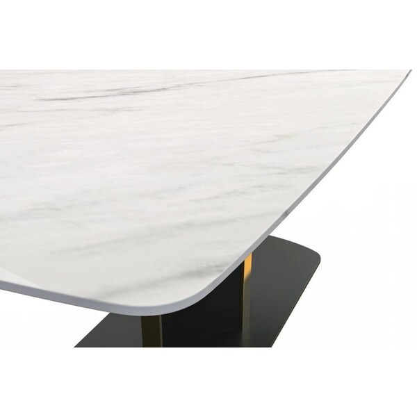 Leisuremod Rectangular 55.11 in W, 28 in L, Sintered Stone/Steel, White - STBLG-55W-S