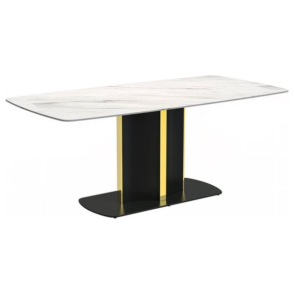 Leisuremod Rectangular 55.11 in W, 28 in L, Sintered Stone/Steel, White - STBLG-55W-S