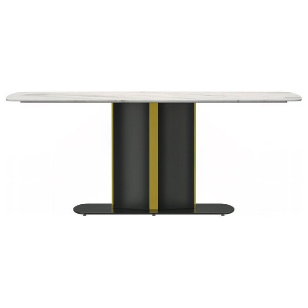 Leisuremod Rectangular 55.11 in W, 28 in L, Sintered Stone/Steel, White - STBLG-55W-S
