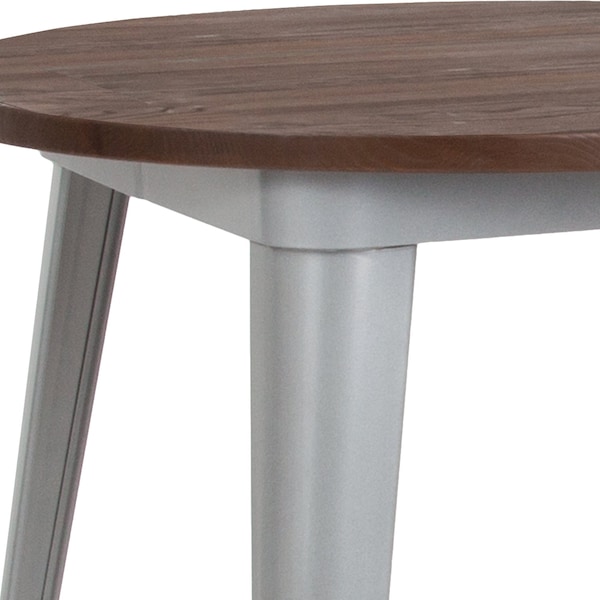 Flash Furniture Round Silver Metal Indoor Table with Wal - CH-51090-29M1-SIL-GG