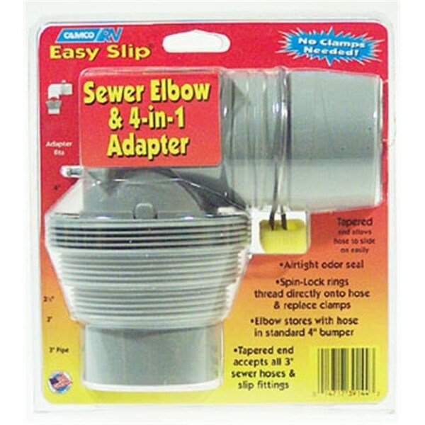 Camco Camco Mfg Inc   Rv Easy Slip Sewer Elbow & 4-in-1 Adapter  39144 - 39144