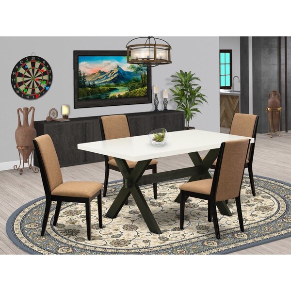 East West Furniture 5 Piece X-Style Amazing Modern Dining Table Set - Wire Brushed Black - X626LA147-5