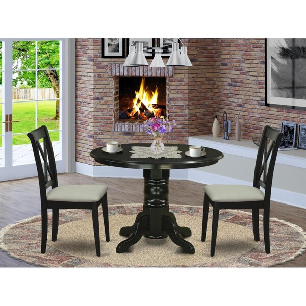 East West Furniture 3 Piece Shelton Dinette Set - Black - SHCL3-BLK-C