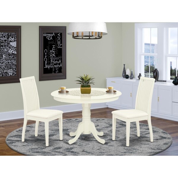 East West Furniture 3 Piece Hartland Dinette Set - Linen White - HLIP3-LWH-C