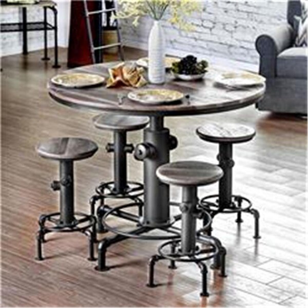Benjara 36 x 45 x 45 in. Metal Counter Height Dining Table with Fire Hydrant Inspired Base, Gray - BM207963