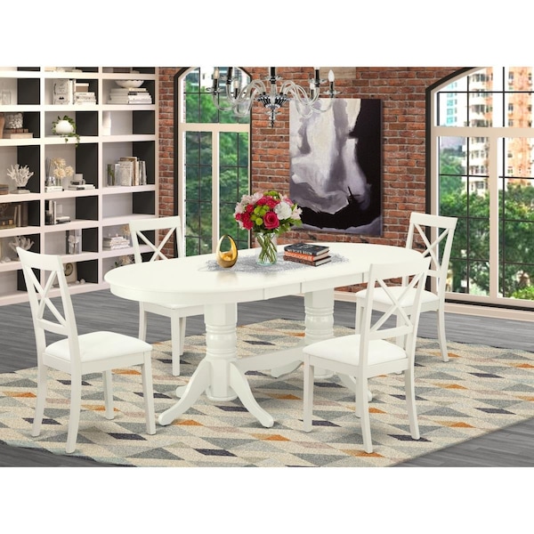 East West Furniture 5 Piece Vancouver Kitchen Furniture Set - Linen White - VABO5-LWH-W