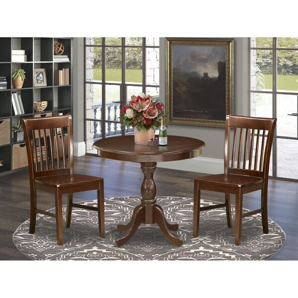East West Furniture 3 Piece Antique Dining Room Table Set - Mahogany - AMNF3-MAH-W