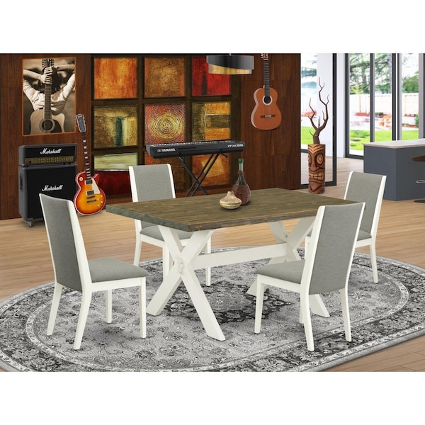 East West Furniture 5 Piece X-Style Gorgeous Dining Room Set - Linen White - X076LA206-5