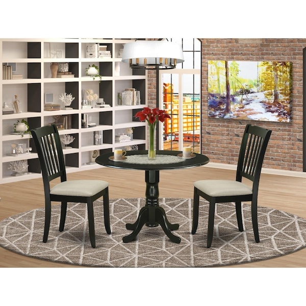 East West Furniture 3 Piece Dublin Dinette Set - Black - DLDA3-BLK-C