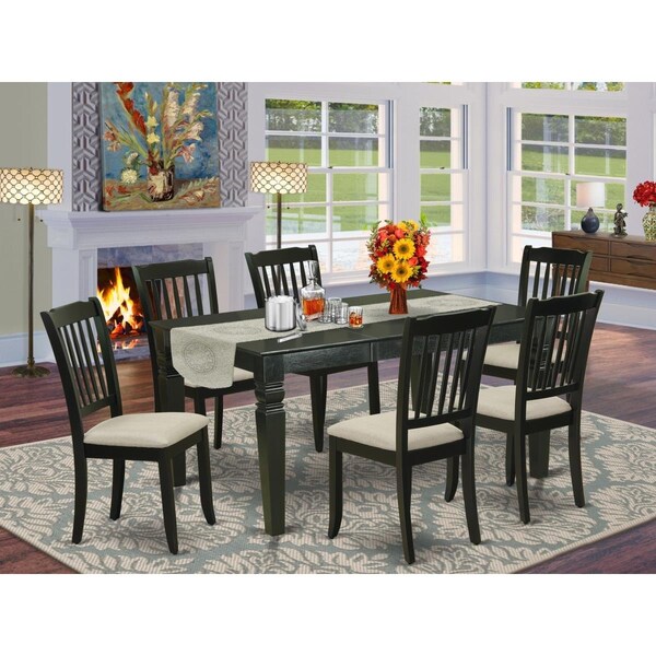East West Furniture 7 Piece Weston Dinette Set - Black - WEDA7-BLK-C