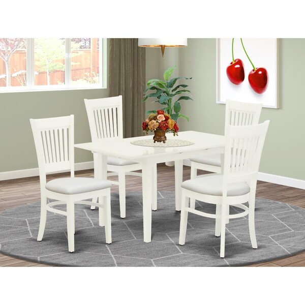 East West Furniture 5 Piece Norden Kitchen Table Set - Linen White - NFVA5-LWH-C