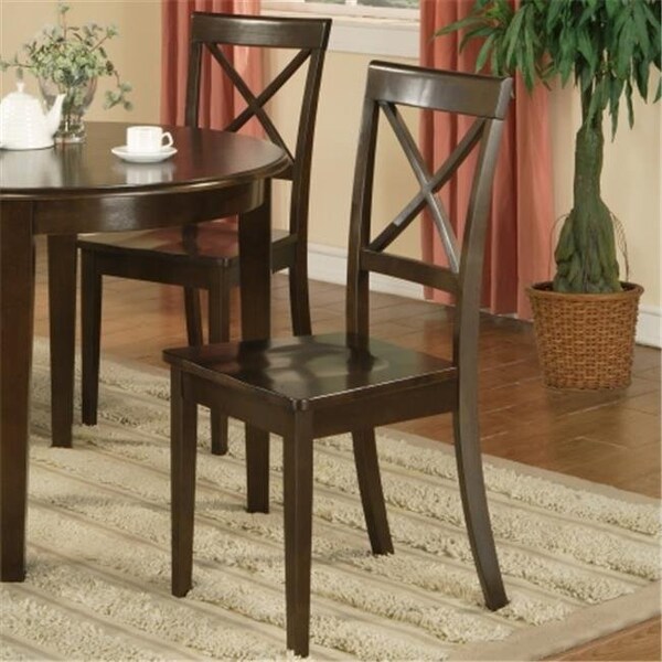 East West Furniture East West BC-CAP-W Boston X-Back Chair with Wood Seat; Cappuccino - Pack of 2 - BOC-CAP-W