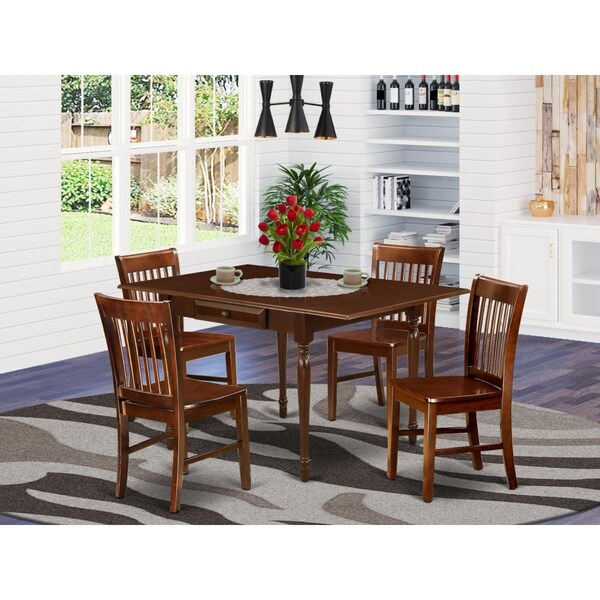 East West Furniture 5 Piece Monza Kitchen Table Set - Mahogany - MZNO5-MAH-W