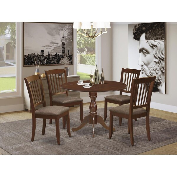 East West Furniture 5 Piece Dublin Wood Dining Table Set - Mahogany - DMDA5-MAH-C