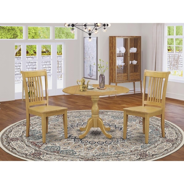 East West Furniture 3 Piece Dublin Modern Dining Room Table Set - Oak - DMPO3-OAK-W