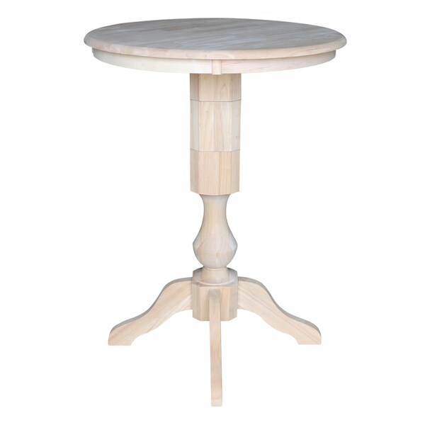International Concepts Round 30 in Round Top Pedestal Table, 40.9 inH, Unfinished, 30 in W, 30 in L, 40.9 in H, Wood - K-30RT-11P-2