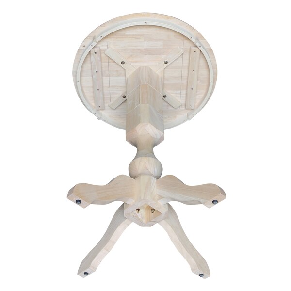 International Concepts Round 30 in Round Top Pedestal Table, 40.9 inH, Unfinished, 30 in W, 30 in L, 40.9 in H, Wood - K-30RT-11P-2