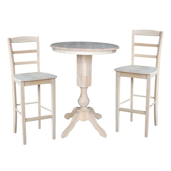 International Concepts Round 30 in Round Top Pedestal Table, 40.9 inH, Unfinished, 30 in W, 30 in L, 40.9 in H, Wood - K-30RT-11P-2