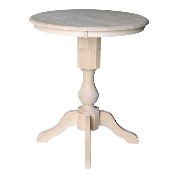 International Concepts Round 30 in Round Top Pedestal Table, 40.9 inH, Unfinished, 30 in W, 30 in L, 40.9 in H, Wood - K-30RT-11P-2