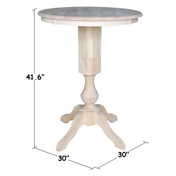 International Concepts Round 30 in Round Top Pedestal Table, 40.9 inH, Unfinished, 30 in W, 30 in L, 40.9 in H, Wood - K-30RT-11P-2