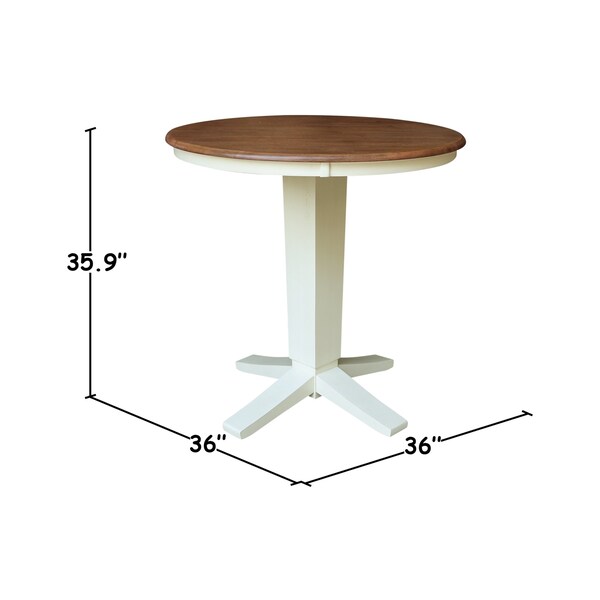 Whitewood Industries Rectangular Fixed Top Pedestal Table, 36 in W, 35.9 in L, 36 in H, Parawood, Hickory/Shell - K79-36RT-23B-36